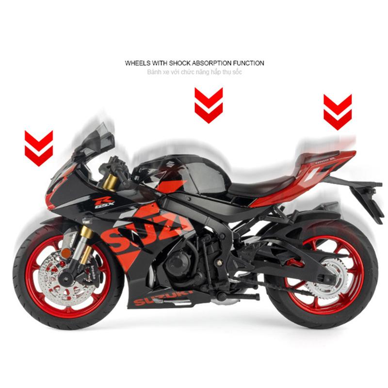 1/12 Suzuki GSX-R1000R Alloy Sports Motorcycle Model Diecast Toy Street Cross-Country Motorcycle Model Sound and Light Kids Gift