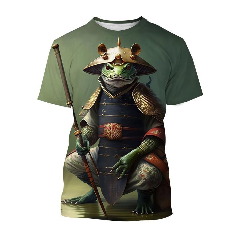 Fashion Cartoon Animal Frog 3D Printing T-shirt Summer Casual Round Neck Short-sleeved Unisex Sports Frog T-shirt Tops