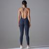 Nessaj One Piece Yoga Jumpsuits Women Solid Color Fitness Bodysuit Back Cross Playsuit Backless Yoga Rompers
