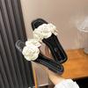 Fashion White Camellia Women Slippers  Designer Mixed Color Summer Shoes Woman Flower Decoraion Flip Flops Outdoor Slides Shoes
