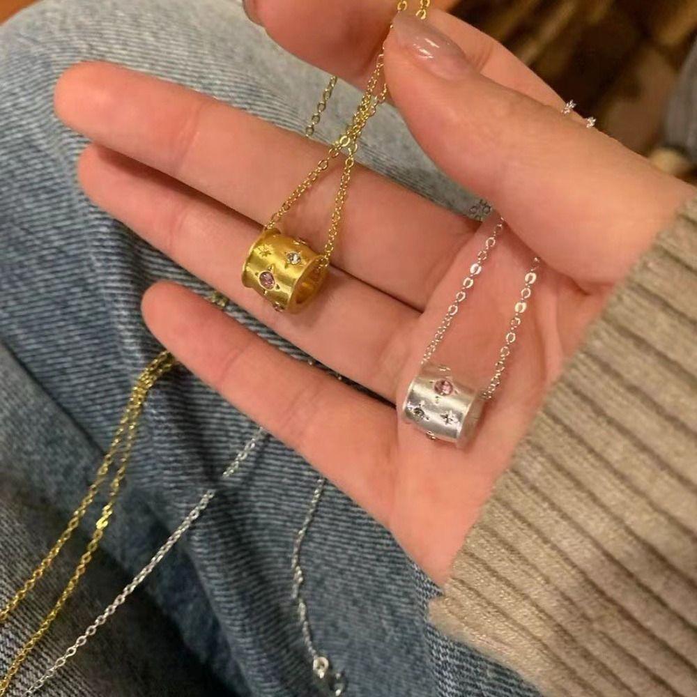 Цинк цинковый сплав ключичная цепочка маленькая стразы изысканная цепочка на шею ретро сплошной круг кулон ожерелье подарок