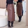 2025 Универсальная кожаная юбка-брюки с поясом - Европейский/американский стиль, Женская летняя новинка