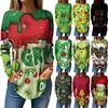 Футболки для женщин, осенние повседневные рубашки с длинными рукавами, толстовка в стиле ретро, ​​рождественский топ с принтом, пуловер