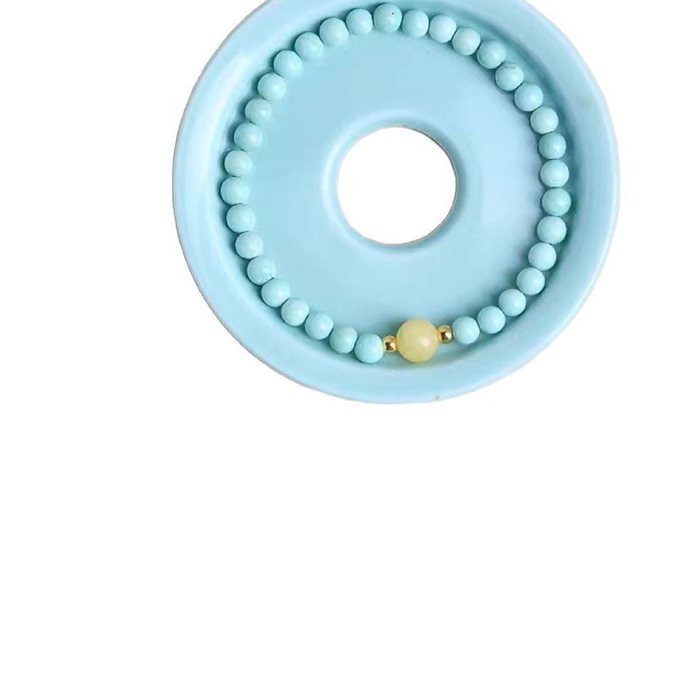 Elegant Natural Turquoise & Amber Bead Bracelet for Bestie or Girlfriend