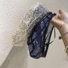 Women Lace Hat Sequin Decor Hollow Out Solid Color Beret Hat Adjustable Head