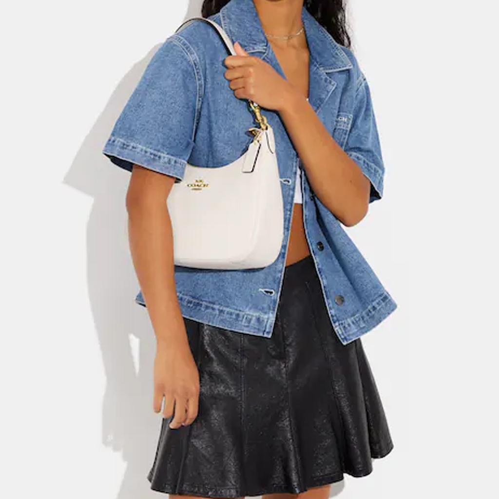 New COACH Hobo Cow Leather Crescent Bag, Handbag, Shoulder Bag Women's White CJ517-IMCHK