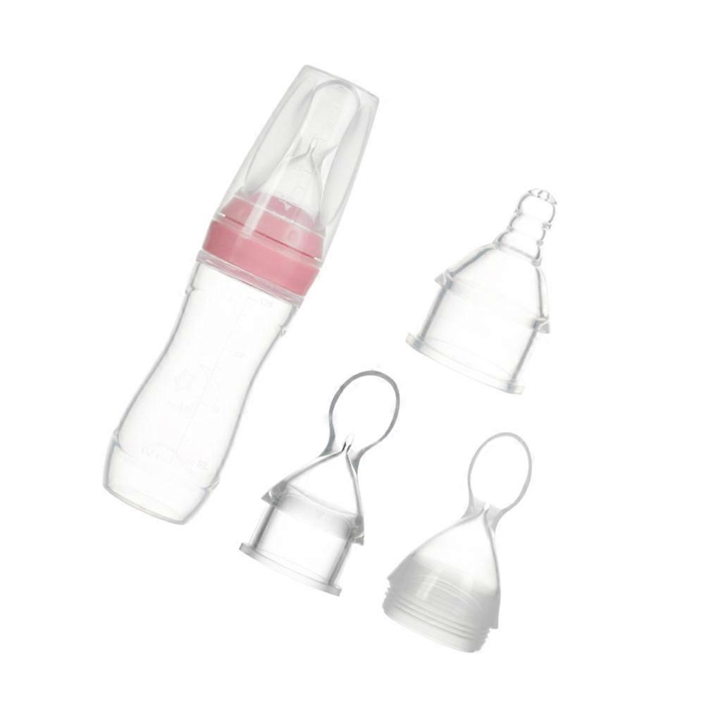 Silicone Nursing Bottle Spoon Head for Baby Feeding 3Pcs Pink Set