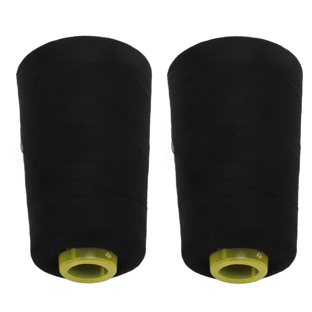 2Pcs 402 Serger Thread Premium Polyester Fray Resistant Fadeless Durable Sturdy Widely Used Black