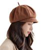 Женская осенне-зимняя восьмиугольная шляпа, модная британская модная однотонная шляпа с ягодами