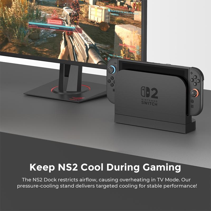 Base Heat Sink For Nintendo Switch2 Auto ON/OFF TV Dock Station NS2 Smart Pressure Cooling Stand 3-Speed Levels 6000-8000 rpm