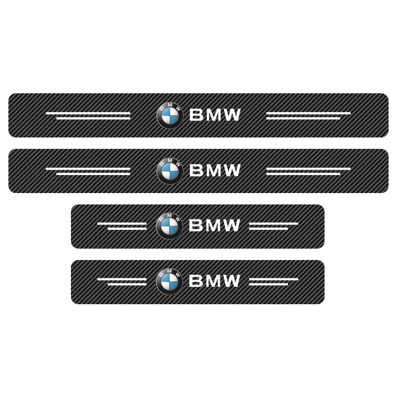 4pcs New Car Door Sill Threshold Carbon Fiber Plate Decals Stickers For BMW M8 M7 M6 M5 M4 M3 M2 M1 F30 F10 F15 E30 E46 E90 E60 CM5