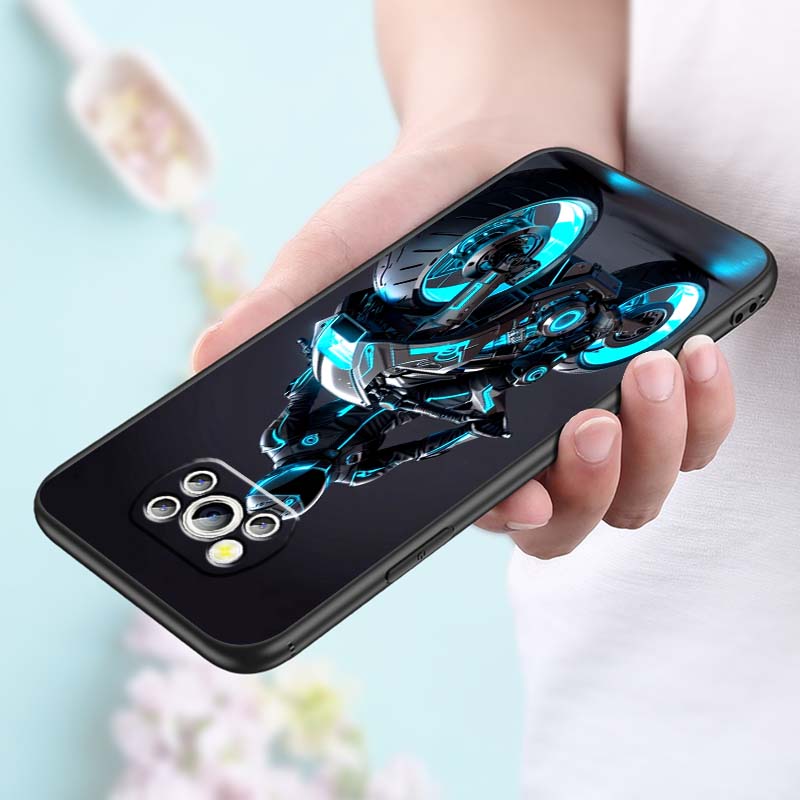 Креативная крутая накладка для телефона с мотоциклистом Для Xiaomi Mi Poco F3 F4 F5 F6 X3 X4 X5 X6 X7 M3 M4 M5 M6 M7 GT Pro 5G Черный Чехол для Телефона