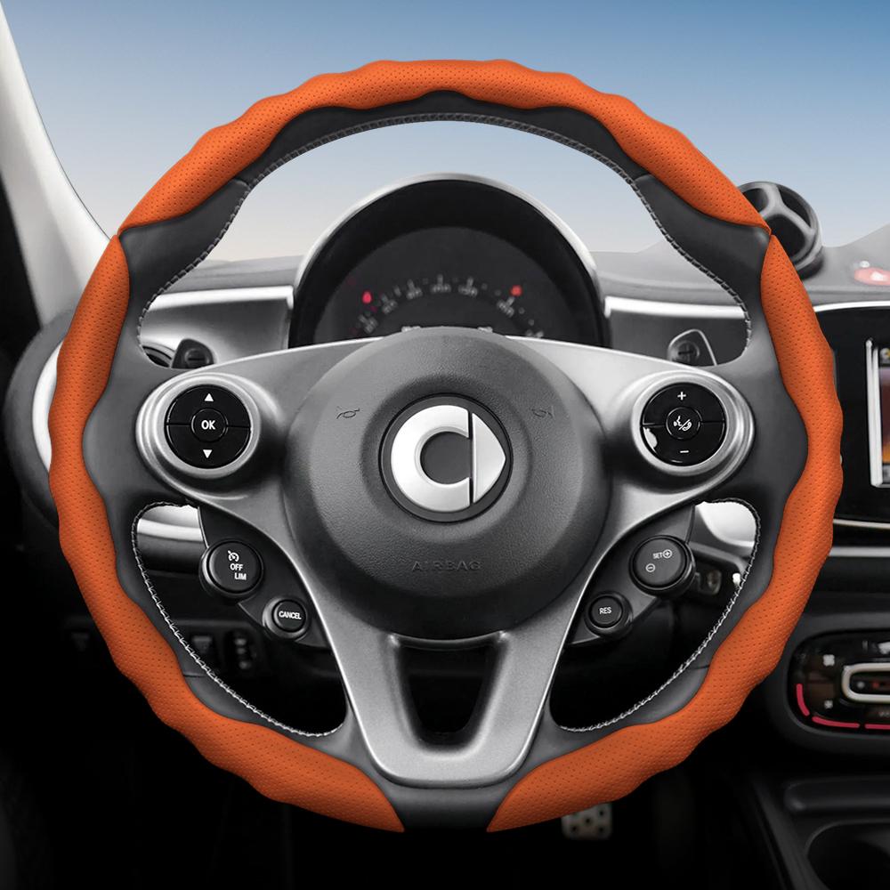 vcxja9 Suitable for Smart Steering Wheel Cover with Wavy Sports Design, Breathable Leather, Segmented Non-Slip Sweat-Absorbing Steering Wheel