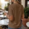 Женская повседневная рубашка-henley с коротким рукавом на пуговицах, свободного кроя, из хлопка и льна, для офиса и на каждый день