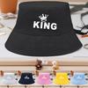 White "KING" Crown Print Bucket Hat , King Women's Hat Polyester Foldable Simple Beach Cap