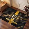 Boston Bruins Personalized Crystal Velvet Carpet, Customized Name Text Soft Anti‑Slip Rug for Living Room Bedroom