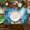 4pcs/6pcs Christmas Blue Snowman Pattern Placemats,Kitchen Table Mat,Coffee Mat,Home Decoration,Suitable for Daily Holiday Kitchen Banquet Party Table