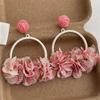 Round Hollow Mesh Flower Earrings Sweet Drop Earrings Elegant Exaggerated Earrings  Women