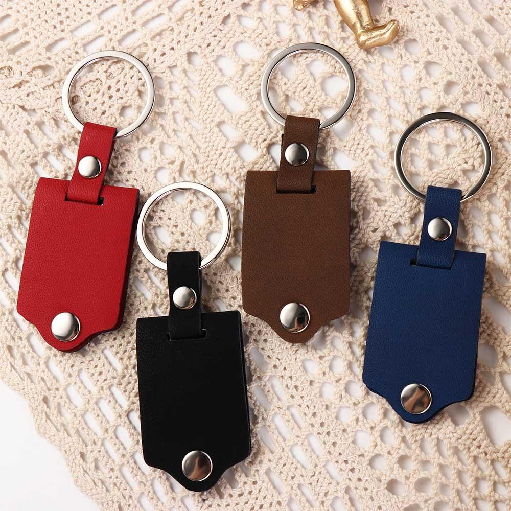 Photo Frame Key Chains PU Leather Car Key Ring Couples Friends Gifts Photo Keyring Men