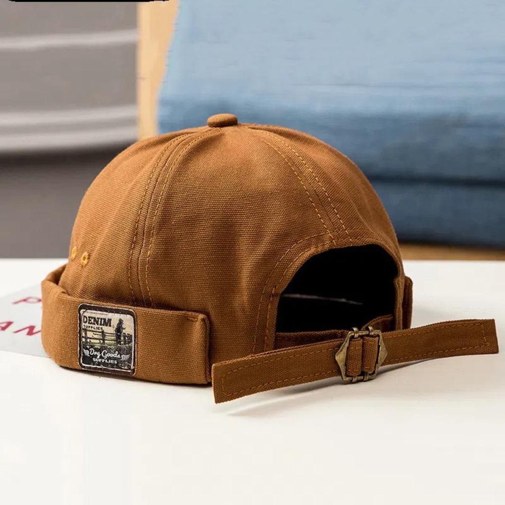 Dome Brimless Hat Unisex Solid Color Bucket Cap Vintage Melon Docker Cap Summer