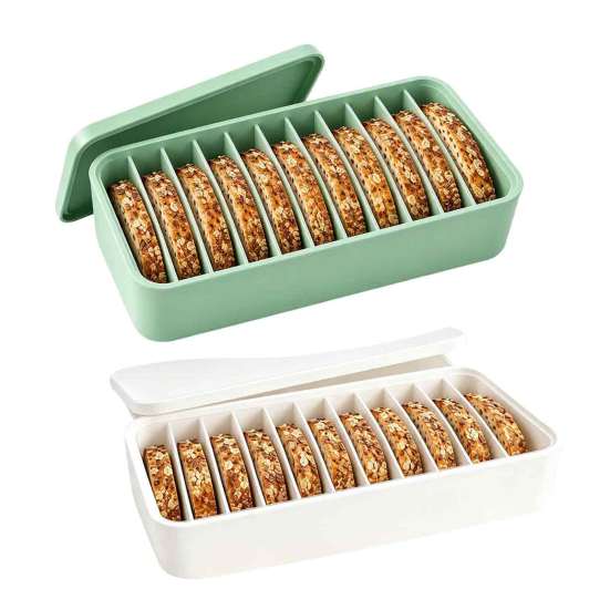 Cafe Bread Slice Display Box 11-Slot Silicone Freezer for Sourdough Storage, Flexible Container with Individual Bakery Storage Solution Compartments