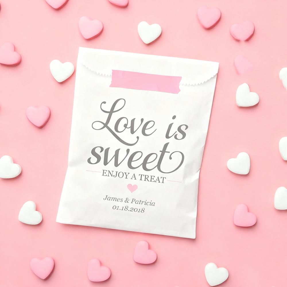 Personalized 10Pcs Love Is Sweet Food Safe Wedding Favor Bags Bridal Shower Engagement Bachelorette Party Cookie Craft Treat Bag