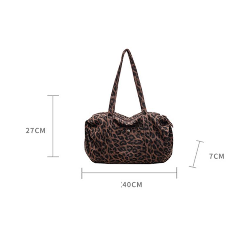 Yogodlns Канвасная сумка через плечо с леопардовым принтом Модная большая сумка-тоут Женская сумка для ежедневного использования Высококачественная сумка