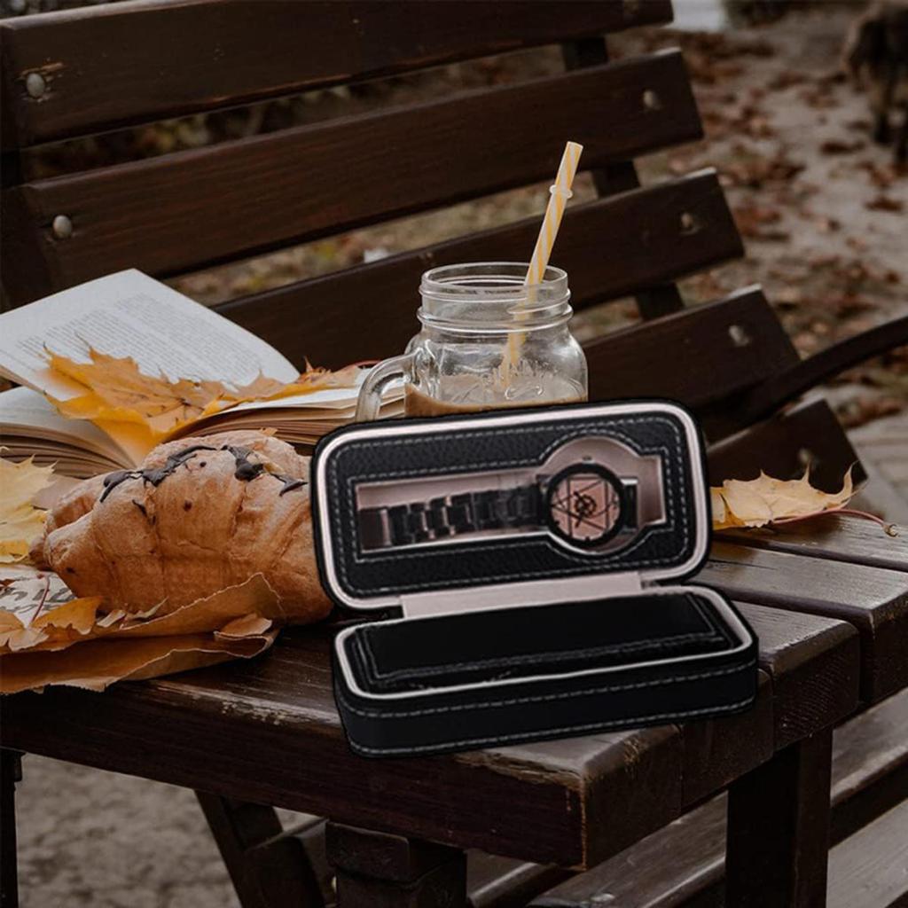 Slots Embedded Portable Travel Storage Bag For Watch/Daily Necessities Storage Box Leather Zipper Watch Box