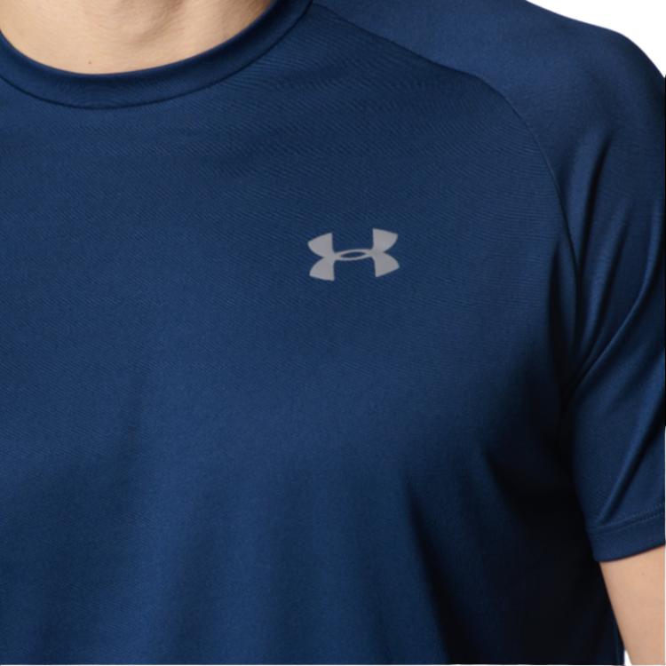 Under Armour Однотонная спортивная повседневная футболка с круглым вырезом и коротким рукавом для мужчин, топы Academy-Blue 1358553-408