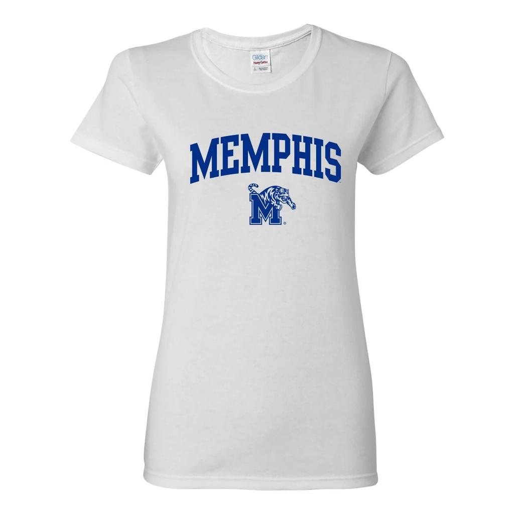 Memphis Tigers Arch Logo - Collegiate Womens T Shirt - White