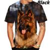 Men's Summer T-shirt Fitness Short Sleeve Cute 3D Dog German Shepherd Dog Pattern