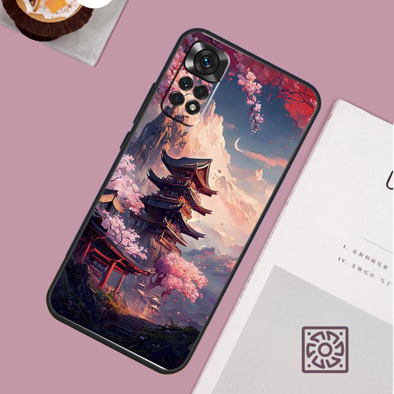 Японское искусство Храм Сакура Чехол для телефона Для Redmi Note 13 Pro 12 11 10 9 8 Pro 9S 10S 11S 12S 10A 9C 10C 12C 13C Чехол