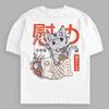 Japanese Loverly Cat Breathable 100% Cotton Short Sleeve White Tees Oversized Fit T-shirt