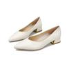 Leather Single Shoes Women's Thick Heel  Spring New Mid-heel Fashion Pointed-toed Women's Shoes Shallow Mouth Peas Shoes