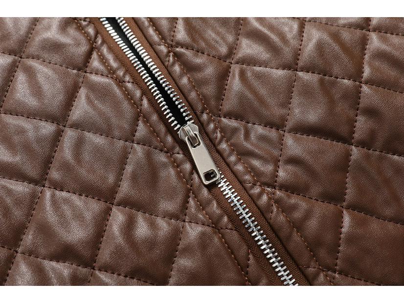 Мужская черная кожаная куртка с воротником-стойкой, на молнии, с прорезными карманами и прямым низом для осенне-зимней повседневной носки