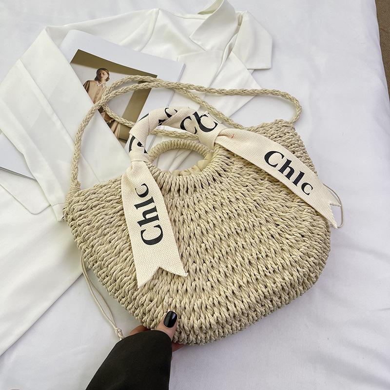 Summer New Fashion Beach Vegetable Basket Straw Woven Bag Portable Shoulder Oblique Span Women's Bag