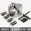 K12-100 SANOU 100мм Токарный патрон 4-кулачковый самоцентрирующийся патрон Закаленный реверсивный инструмент Серебристый Новый