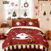 3pcs Merry Christmas Santa Claus Gold Printed Quilt Set Multi Size Dormitory Bedding Holiday Decoration Machine Washable