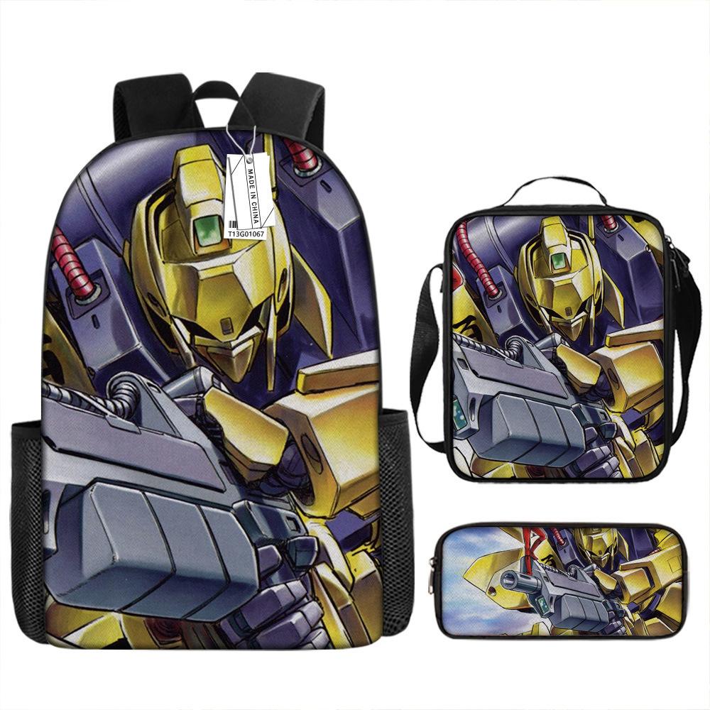 Школьный рюкзак Gundam Mecha для мальчиков и учеников начальной школы, сверхлегкий рюкзак с защитой от ударов, детский рюкзак в стиле анимации, набор из трех предметов.