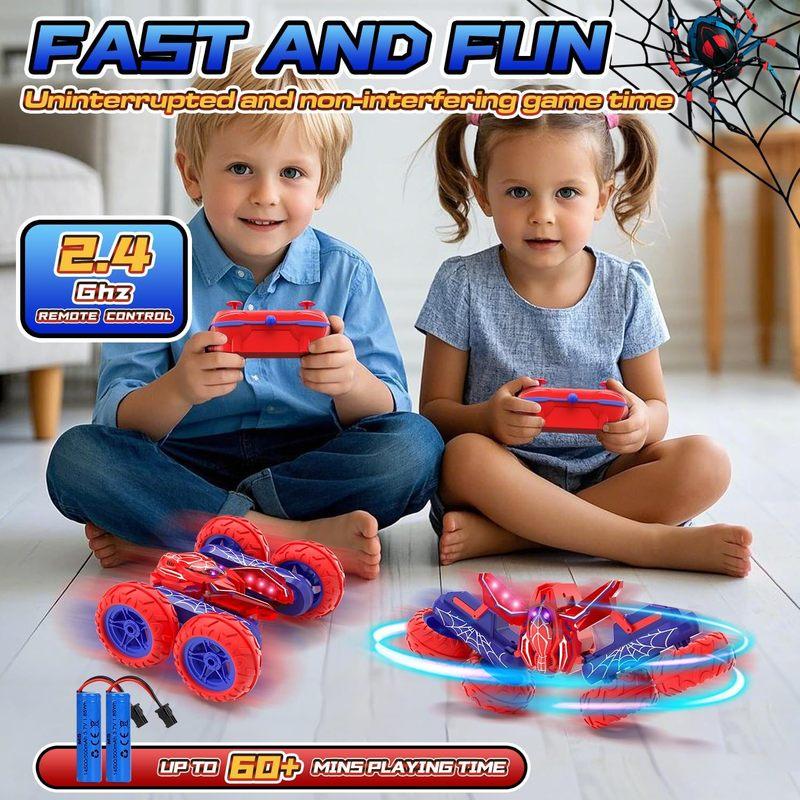 Remote Control Stunt Car For Boys 4-7, 360 Degree Spinning RC Car With 2 Batteries And LED Lights, Birthday Gift For Kids Ages 4-12