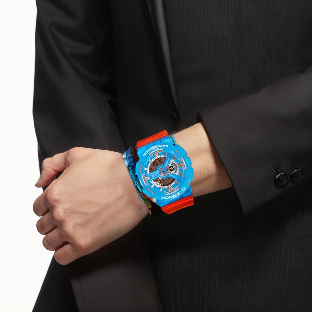Casio Мужские часы с двойным дисплеем (жидкокристаллический/аналоговый) Серия Синие часы GA-110NC-2A GA-110NC-2A