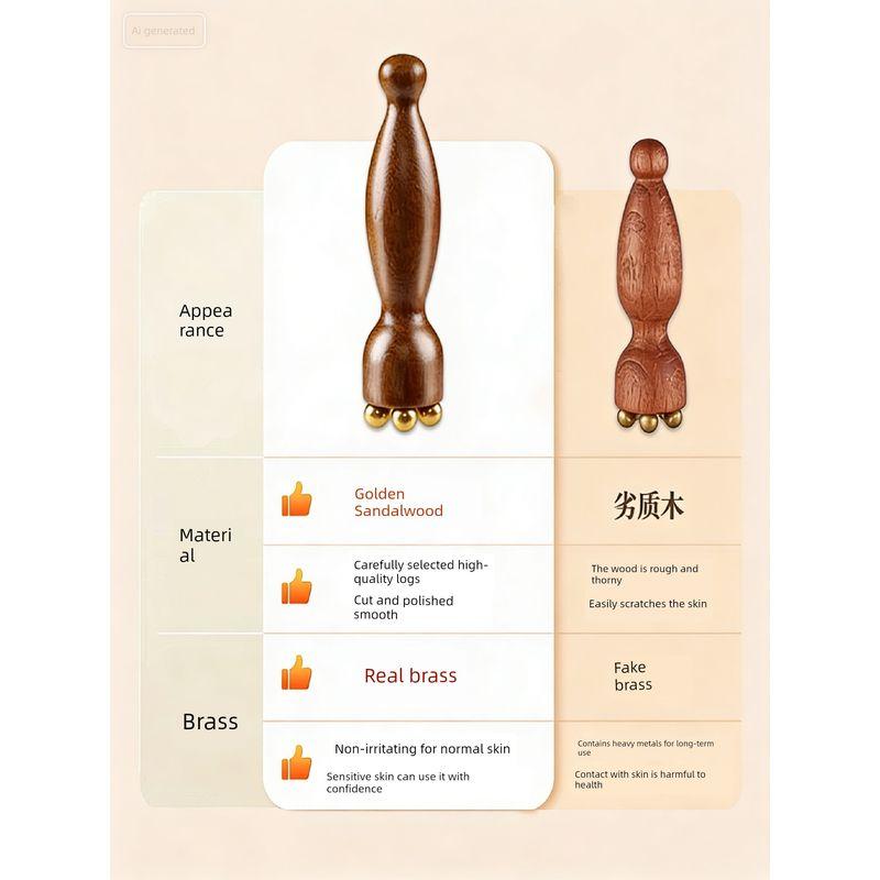 Nephrite Jade Facial Massager Small Lotus Solid Wood Brass Acupressure Stick Facial and Eye Massage Stick Beauty Tool