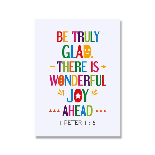 Color Cartoon Bible Quote Christian Sunday School Wall Art Canvas Print Poster Painting Picture Kid Living Room Home Mural Decor