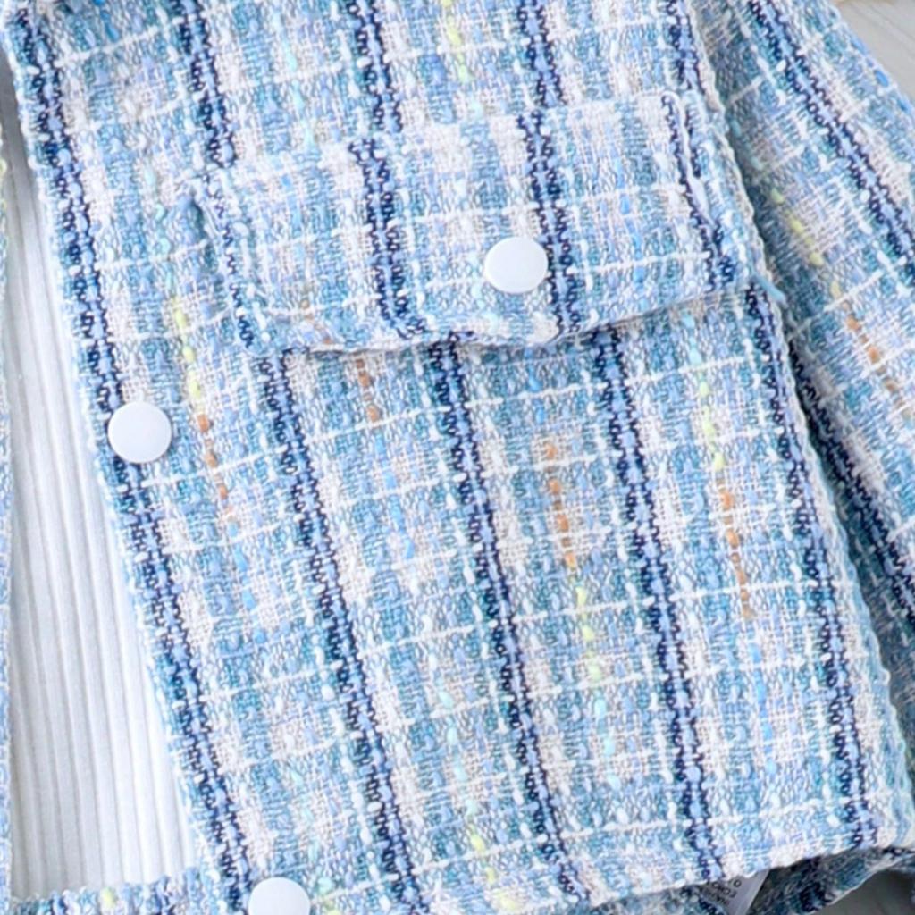 Girls' Fashion Casual Suit Autumn and Winter Children's Plaid Coat Turtleneck Bottom Skirt Suit