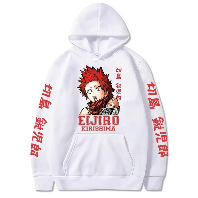 Kawaii Eijiro Kirishima My Hero Academia Мужская одежда Harajuku Толстовки Аниме Принты С капюшоном Осень Зима Уличная одежда