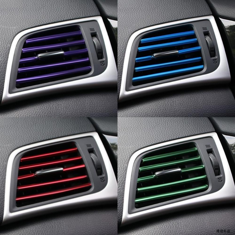 10pcs/lot Car Styling Plating Air Outlet Trim Strip Interior Air Vent Grille Switch Rim Outlet Decoration Strip DIY Modification