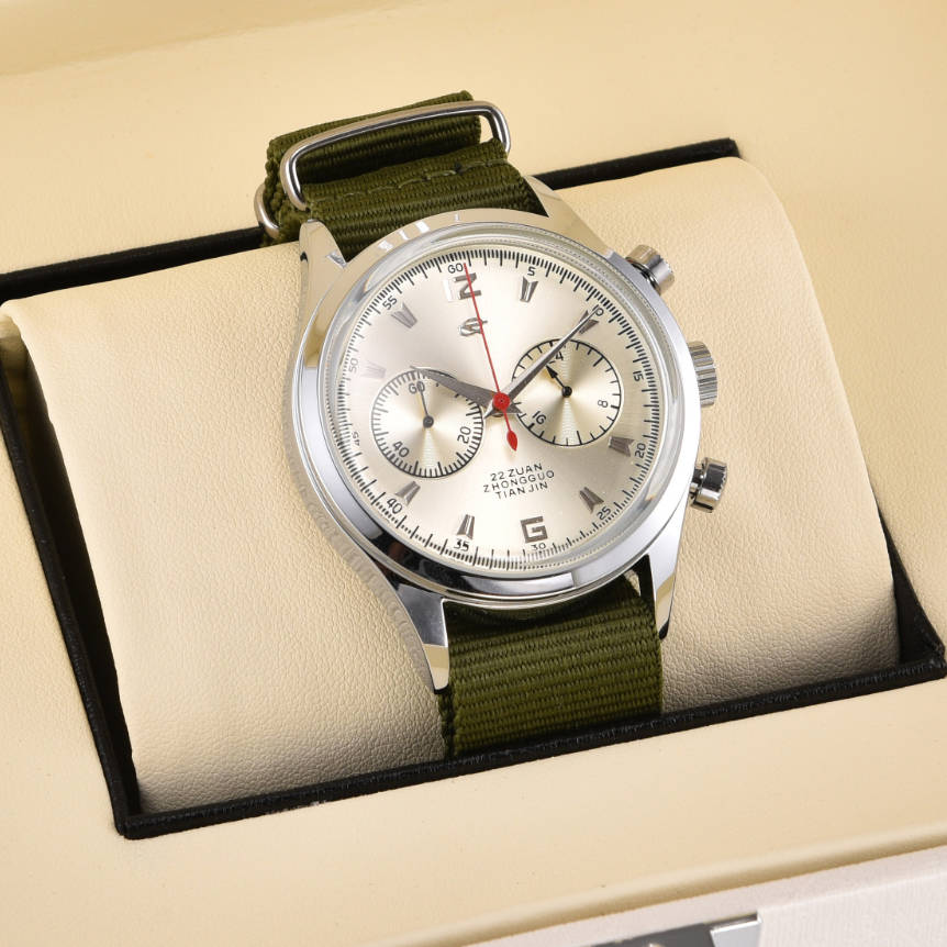 22 ZUAN Ретро Чайка 1963 Пилот Хронометр Мужские Часы St1901 Акрил НАТО Нейлон SGL Наручные часы