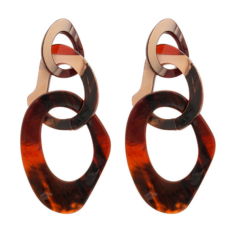 Exaggerated Color Block Resin Geometric Earrings with Silver Needles for Women