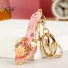 Backpack Hanging Charm Rhinestone Rose High Heel Keychain, Sparkling High-Heeled Shoes Key Ring, Purse Bag Decor Charm, Gift for Women Car Holder