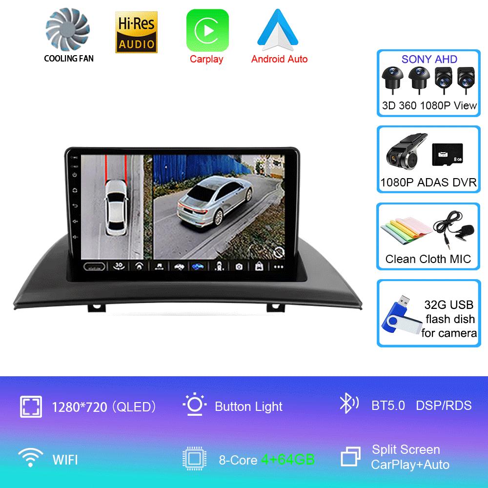 Для BMW X3 E83 2004 2005 2006 2007 2008 - 2012 Автомобильное радио Android 14 Навигация GPS Мультимедийный проигрыватель Стерео Wi-Fi+4G Carplay BT